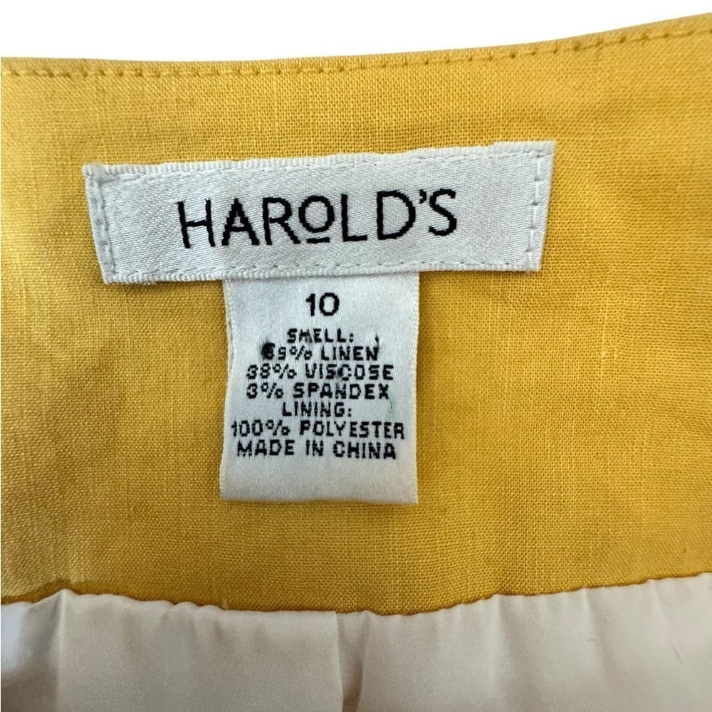 Harold’s Yellow Linen Blend Peplum Jacket Blazer Size 10 Cottagecore I43 - Picture 4 of 7